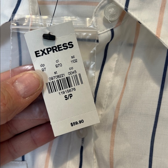 Express White Shirt with Pink and Black Stripes size small. NWT! - Picture 6 of 9